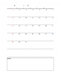 エクセルカレンダーのテンプレート書式・Excel