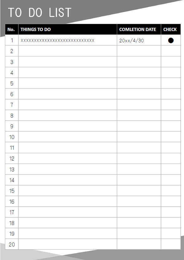 TO DOリストのテンプレート書式02・PowerPoint