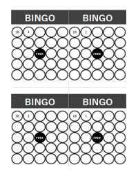 モノトーンのビンゴカード（A4・4面）のテンプレート書式・Excel