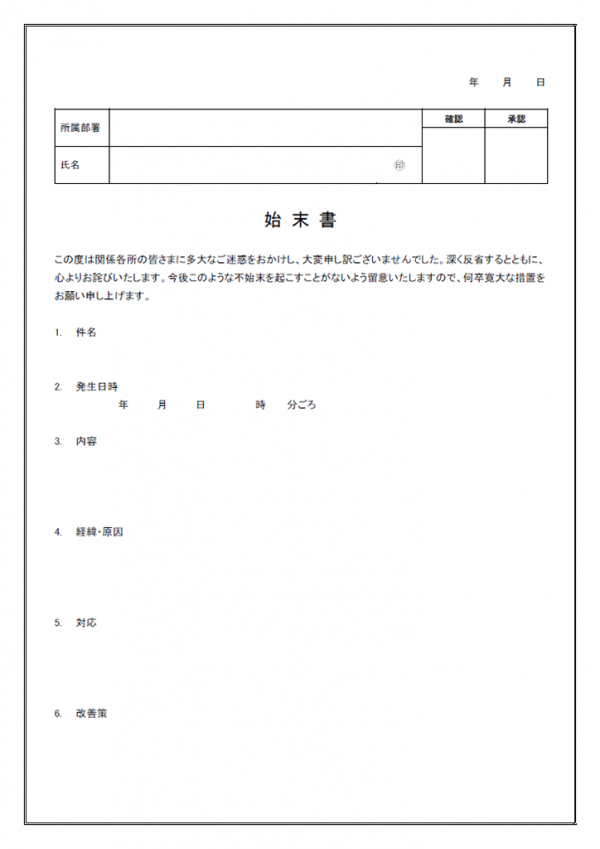 始末書を