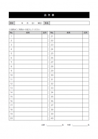 出欠表のテンプレート書式・Word