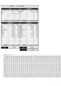 白黒の一ヵ月の家計簿のテンプレート書式・Excel