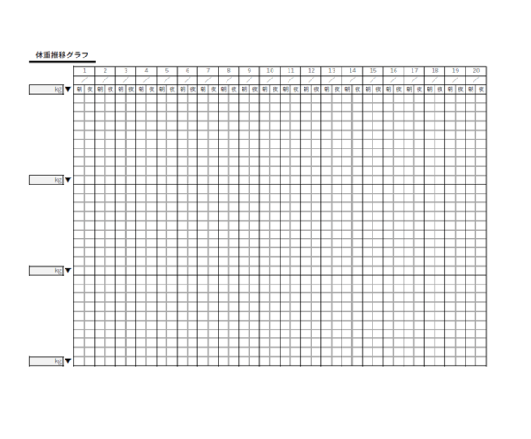 体重推移グラフのテンプレート書式・Excel