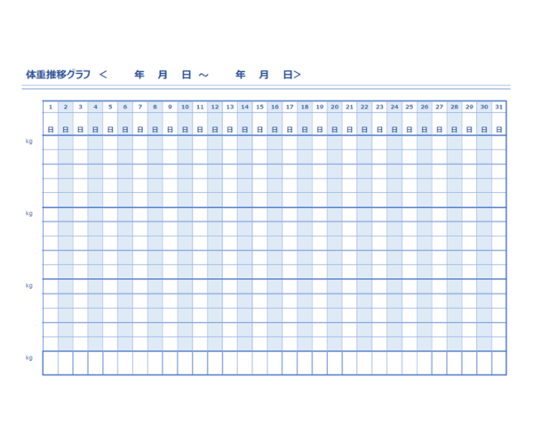 体重推移グラフのテンプレート書式02・Word