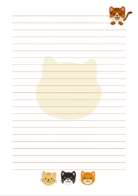 かわいい猫の横書き便箋のテンプレート書式・Word