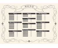 バーのドリンクメニュー表のデザインテンプレート書式・Word