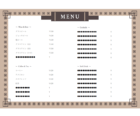 カフェ／レストランのメニュー表のデザインテンプレート書式・Word