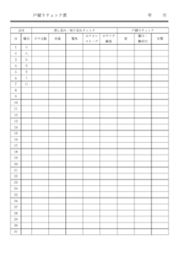 家庭向けの戸締りチェック表のテンプレート書式・Word