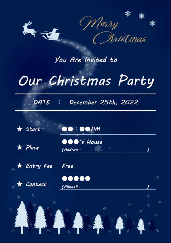 英文のクリスマス会のお知らせのテンプレート書式・Word