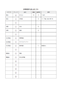 非常時持ち出し品リストのテンプレート書式・Word