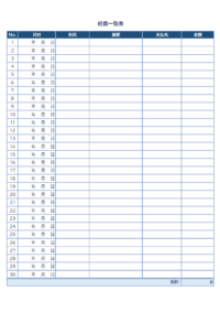 経費一覧表のテンプレート書式02・Excel