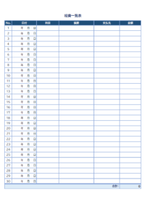 経費一覧表のテンプレート書式02・Excel