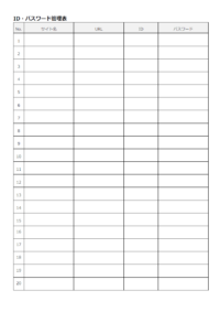 ID・パスワード管理表のテンプレート書式・Word
