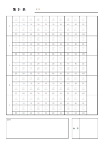 「正」の字の集計表のテンプレート書式03・Word