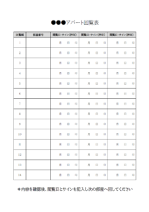 集合住宅の回覧板チェック表のテンプレート
