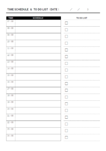 タイムスケジュール（TO DO LIST）のテンプレート