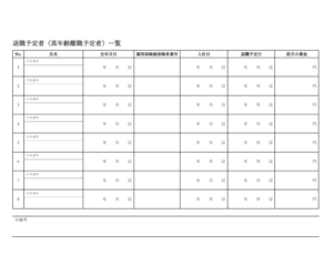 退職予定者一覧のテンプレート