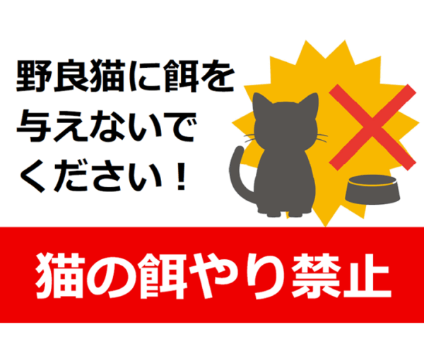 「野良猫へ餌を与えないでください！」のテンプレート